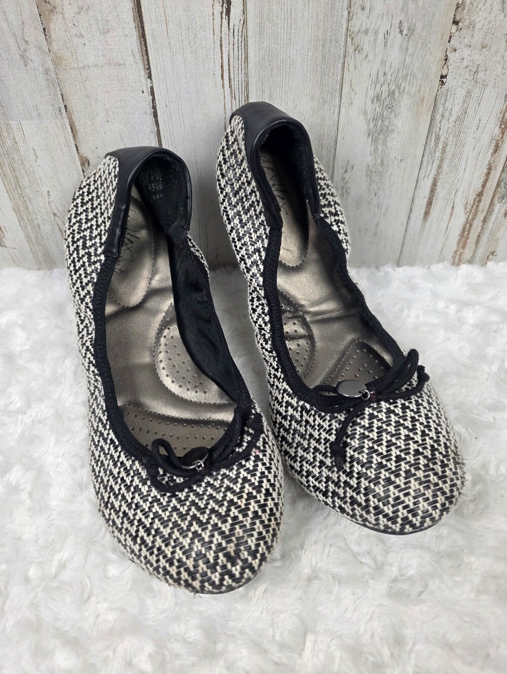 dexflex comfort Black & White Tweed Slip-On Ballet Flats